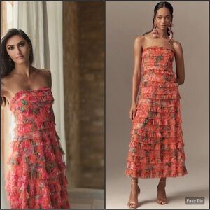 Mac Duggal 8173 Multicolor Strapless Floral Micro Ruffle Dress